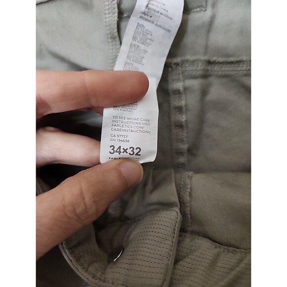 Fabletics High Side Chino Pants Mens 34x32(28) Taupe Slim Fit Stretch - Picture 8 of 9